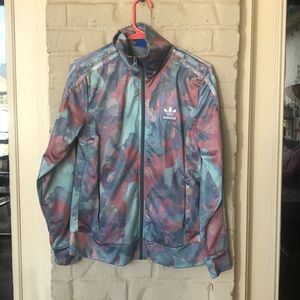 multi colored Addidas zip up jacket